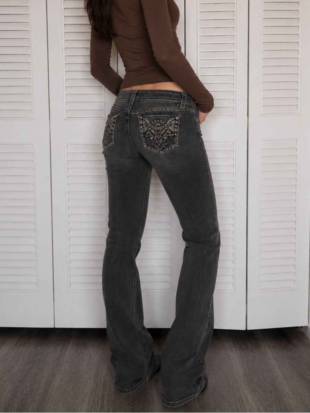 Early 2000s Y2K  Black Embellished Grunge Jeans
